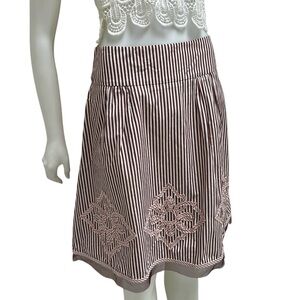 New‎ Powder Pink Brown Striped Skirt A-Line Office Siren School Teacher 3D Artsy